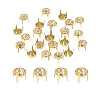 sourcing map 50pcs Rhinestone Stud Refills 0.31"(8mm) Pointed Bottom Rhinestone Claw Beads Nailhead, Rivets Metal Spikes Rivet Decorative for DIY Making Clothing Shoes Belt, Gold White