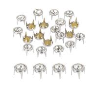 sourcing map 50pcs Rhinestone Stud Refills 0.35"(9mm) Pointed Bottom Rhinestone Claw Beads Nailhead, Rivets Metal Spikes Rivet Decorative for DIY Making Clothing Shoes Belt, Silver White