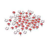 sourcing map 50Pcs Rhinestone Stud Refills, 6mm Dazzling 4 Claw Nailhead Studs Embellishments Decorative Rivets for DIY Leather Craft Clothes Bag Belt (Red)