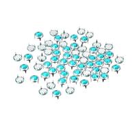 sourcing map 50Pcs Rhinestone Stud Refills, 6mm Dazzling 4 Claw Nailhead Studs Embellishments Decorative Rivets for DIY Leather Craft Clothes Bag Belt (Light Blue)