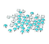 sourcing map 50Pcs Rhinestone Stud Refills, 8mm Dazzling 4 Claw Nailhead Studs Embellishments Decorative Rivets for DIY Leather Craft Clothes Bag Belt (Light Blue)