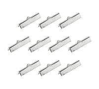 sourcing map 50Pcs Ribbon Crimp Clamp Ends, 30mm Bookmark Pinch Cord End Clasps for DIY Craft Making, Silver Tone
