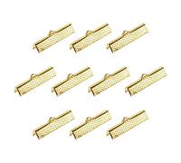 sourcing map 50Pcs Ribbon Crimp Clamp Ends, 30mm Bookmark Pinch Cord End Clasps for DIY Craft Making, Gold Tone