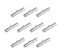 sourcing map 50Pcs Ribbon Crimp Clamp Ends, 35mm Bookmark Pinch Cord End Clasps for DIY Craft Making, Silver White