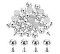 sourcing map 50Pcs Round Dome Studs, 6mm Plastic Mushroom Flat Back Rivets with Nails for DIY Leather Clothing Bag Shoes Accessories, Silver