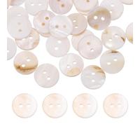 sourcing map 50Pcs Round Natural Shell Buttons,12.5mm 2 Holes Mother of Pearl Craft Seashell Sewing Buttons for Clothes Shirts Dresses Sewing DIY Craft Making, Cream Yellow Khaki