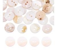 sourcing map 50Pcs Round Natural Shell Buttons,15mm 2 Holes Mother of Pearl Craft Seashell Sewing Buttons for Clothes Shirts Dresses Sewing DIY Craft Making, Cream Yellow Brown
