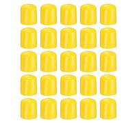 sourcing map 50pcs Round Rubber End Caps 19mm ID Bolt Covers Caps Vinyl Rubber Flexible Screw Thread Protectors for Metal Tube Rod Bolts, Yellow
