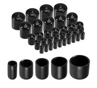 sourcing map 50pcs Round Rubber End Caps 6mm 9mm 12mm 19mm 22mm Black Vinyl Cover Screw Thread Protectors Assortment Kit