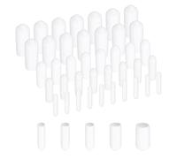 sourcing map 50Pcs Round Rubber End Caps Protective Caps 1.3mm 3mm 5mm 7mm 9mm White Screw Thread Protectors