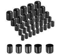 sourcing map 50pcs Round Rubber End Caps Protective Caps 12mm 13mm 14mm 15mm 16mm Black Screw Thread Protectors