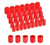 sourcing map 50pcs Round Rubber End Caps Protective Caps 12mm 13mm 14mm 15mm 16mm Red Screw Thread Protectors