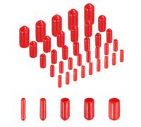 sourcing map 50pcs Round Rubber End Caps Protective Caps 2mm 3mm 4mm 5mm 6mm Red Screw Thread Protectors