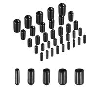 sourcing map 50pcs Round Rubber End Caps Protective Caps 3mm 4mm 5mm 6mm 7mm Black Screw Thread Protectors