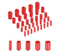 sourcing map 50pcs Round Rubber End Caps Protective Caps 3mm 4mm 5mm 6mm 7mm Red Screw Thread Protectors
