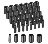 sourcing map 50pcs Round Rubber End Caps Protective Caps 3mm 5mm 7mm 9mm 11mm Black Screw Thread Protectors