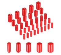 sourcing map 50pcs Round Rubber End Caps Protective Caps 4mm 5mm 6mm 7mm 8mm Red Screw Thread Protectors