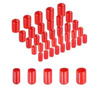sourcing map 50pcs Round Rubber End Caps Protective Caps 5mm 6mm 7mm 8mm 9mm Red Screw Thread Protectors