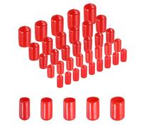 sourcing map 50pcs Round Rubber End Caps Protective Caps 6mm 7mm 8mm 9mm 10mm Red Screw Thread Protectors
