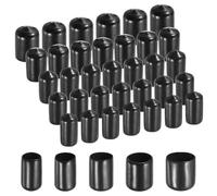 sourcing map 50pcs Round Rubber End Caps Protective Caps 9mm 12mm 15mm 18mm 21mm Black Screw Thread Protectors