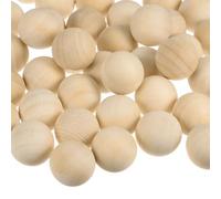 sourcing map 50pcs Round Wood Balls 20mm Diameter Unfinished Solid Wooden Beads, Small Natural Craft Balls for DIY Craft Projects Art Ornaments