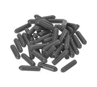 sourcing map 50pcs Rubber End Caps 3mm(1/8") ID Vinyl PVC Round Tube Bolt Cap Cover Screw Thread Protectors Dark Grey