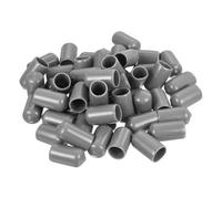 sourcing map 50pcs Rubber End Caps Protective Caps 11mm ID Vinyl PVC Round Tube Bolt Cap Cover Screw Thread Protectors Light Grey