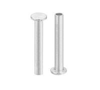 sourcing map 50Pcs Semi Tubular Rivets, 2.5mm x 16mm Aluminum Round Flat Head Semi-Tubular Rivet Metal Stud Rivet for Industry Household Repairing Fastening, Silver