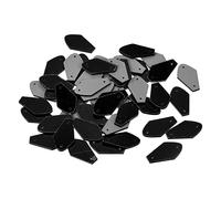 sourcing map 50pcs Sew on Acrylic Irregular Mirror Piece Flat Back DIY Mirrored Rhinestones Mirror Beads for Evening Dresses Cloth Garment Black 25x15mm