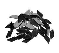 sourcing map 50pcs Sew on Acrylic Irregular Mirror Piece Flat Back DIY Mirrored Rhinestones Mirror Beads for Evening Dresses Cloth Garment Black 29x10mm