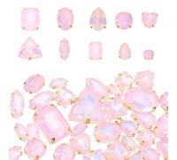 sourcing map 50Pcs Sew on Rhinestones, 7-18mm Mixed Shapes Flatback Glass Crystal Sewing Gems with Silver Claw Prong Setting for Crafts Clothing Shoes Accessories, Pink(Style 2)