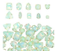 sourcing map 50Pcs Sew on Rhinestones, 7-18mm Mixed Shapes Flatback Glass Crystal Sewing Gems with Silver Claw Prong Setting for Crafts Clothing Shoes Accessories, Green(Style 2)