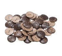 sourcing map 50pcs Sewing Button 1-1/4"(30mm) 4 Holes Wooden Round Craft Replacement Buttons for Clothing DIY Crafts Decoration, Brown