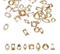 sourcing map 50pcs Shiny Zircon Rhinestones 2-3mm Multi-Shape Mini Nail Art Diamonds Crystal Nail Gems 3D Flatback Crystal Rhinestones for Nail Art DIY Craft Manicure Decor Clothing, Champagne