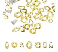 sourcing map 50pcs Shiny Zircon Rhinestones 2-3mm Multi-Shape Mini Nail Art Diamonds Crystal Nail Gems 3D Flatback Crystal Rhinestones for Nail Art DIY Craft Decor Clothing, Transparent Yellow