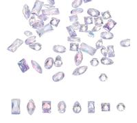 sourcing map 50pcs Shiny Zircon Rhinestones 2-4mm Multi-Shape Mini Nail Art Diamonds Crystal Nail Gems 3D Flatback Crystal Rhinestones for Nail Art DIY Craft Decor Clothing, Iridescent Purple