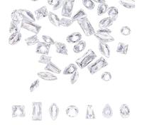 sourcing map 50pcs Shiny Zircon Rhinestones 2-4mm Multi-Shape Mini Nail Art Diamonds Crystal Nail Gems 3D Flatback Crystal Rhinestones for Nail Art DIY Craft Decor Clothing, Transparent