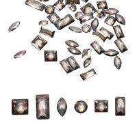 sourcing map 50pcs Shiny Zircon Rhinestones 2-4mm Multi-Shape Mini Nail Art Diamonds Crystal Nail Gems 3D Flatback Crystal Rhinestones for Nail Art DIY Craft Decor Clothing, Transparent Gray