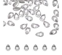 sourcing map 50pcs Shiny Zircon Rhinestones 3mm Teardrop Shape Mini Nail Art Diamonds Crystal Nail Gems 3D Flatback Crystal Rhinestones for Nail Art DIY Craft Manicure Decor Clothing