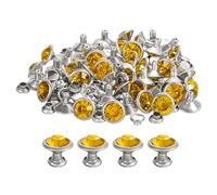 sourcing map 50Pcs Silver Gold Rhinestone Rivets, 10mm/0.39" Leathercraft Rivets Crystal Rivets Metal Double Cap Rhinestone Stud Rivets Stud for DIY Leather Craft Making Purse Clothing