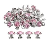 sourcing map 50Pcs Silver Pink Rhinestone Rivets, 10mm/0.39" Leathercraft Rivets Crystal Rivets Metal Double Cap Rhinestone Stud Rivets Stud for DIY Leather Craft Making Purse Clothing