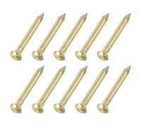 sourcing map 50Pcs Small Hardware Nails, 1.5 x 15mm Brass Round Head Nail Common Finishing Nail for Household Woodworking Picture Hanging DIY Projects, Gold