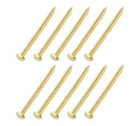 sourcing map 50Pcs Small Hardware Nails, 1.5 x 25mm Brass Round Head Nail Common Finishing Nail for Household Woodworking Picture Hanging DIY Projects, Gold