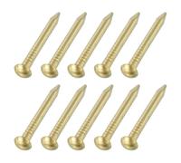 sourcing map 50Pcs Small Hardware Nails, 2 x 20mm Brass Round Head Nail Common Finishing Nail for Household Woodworking Picture Hanging DIY Projects, Gold