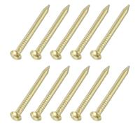 sourcing map 50Pcs Small Hardware Nails, 2D x 1" Brass Round Head Nail Common Finishing Nail for Household Woodworking Picture Hanging DIY Projects, Gold