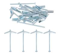 sourcing map 50Pcs Spring Toggle Bolt Anchors, 1/8"x3" Butterfly Anchors Male Thread Spring Loaded Hollow Wall Round Head Toggle Bolt