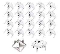 sourcing map 50pcs Square Pyramid Studs 8mm Carbon Steel 4 Claw Rivet Spike Graffiti Studs for Bags Shoes Leather Crafting Punk Rock Jeans Jacket, White Base with Black Spots