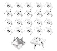 sourcing map 50pcs Square Pyramid Studs 9mm Carbon Steel 4 Claw Rivet Spike Graffiti Studs for Bag Shoes Leather Crafting Punk Rock Jeans Jacket, White Base with Black Spots