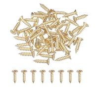 sourcing map 50Pcs ST4 x 20mm Pan Head Self Tapping Screws, Galvanized Carbon Steel Self Drilling Screws for Metal Sheet Metal Screw, Gold