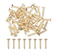 sourcing map 50Pcs ST4 x 25mm Pan Head Self Tapping Screws, Galvanized Carbon Steel Self Drilling Screws for Metal Sheet Metal Screw, Gold